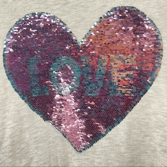 Art Class | Girl’s Tan LOVE Flipping Sequins Long Sleeved Terry Cloth Shirt XL - Picture 11 of 16